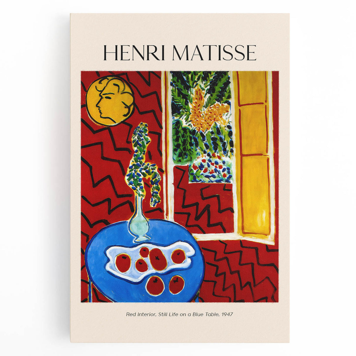 Black and white abstract print by Henri Matisse on stretched canvas, ideal for kitchen wall art.