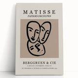 Black and white abstract print of Henri Matisse design on stretched canvas, ideal for kitchen wall art or bedroom ambiance.