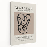 Abstract Henri Matisse-inspired artwork on stretched canvas featuring bold blue and red tones, suitable for kitchen wall art.