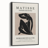 Framed canvas featuring a black and white abstract landscape, styled in a vintage poster art design.