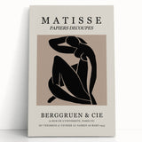 Black and white abstract design by Henri Matisse on stretched canvas, ideal for kitchen wall art or bedroom ambiance.