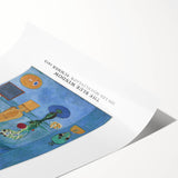 Extra large wall art featuring line art flowers in muted pastels on a rolled canvas, suitable for large living room decor.