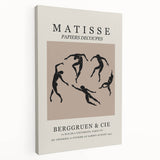 Abstract Henri Matisse design on stretched canvas featuring bold blue and green tones, suitable for kitchen wall art.