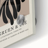 Mid-century modernist large abstract art print in vibrant hues on acrylic glass, ideal for dining room decor.