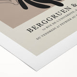 Art deco poster featuring bold geometric shapes in red, blue, and black on a rolled canvas.