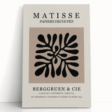 Black and white abstract print by Henri Matisse on stretched canvas, ideal for kitchen wall art or bedroom ambiance.