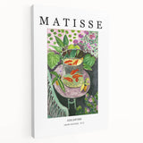 Large art depicting a Henri Matisse-inspired abstract design in vibrant colors on stretched canvas.