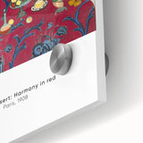 Mid-century modernist art featuring large abstract shapes in bold colors on acrylic glass, ideal for dining room art.