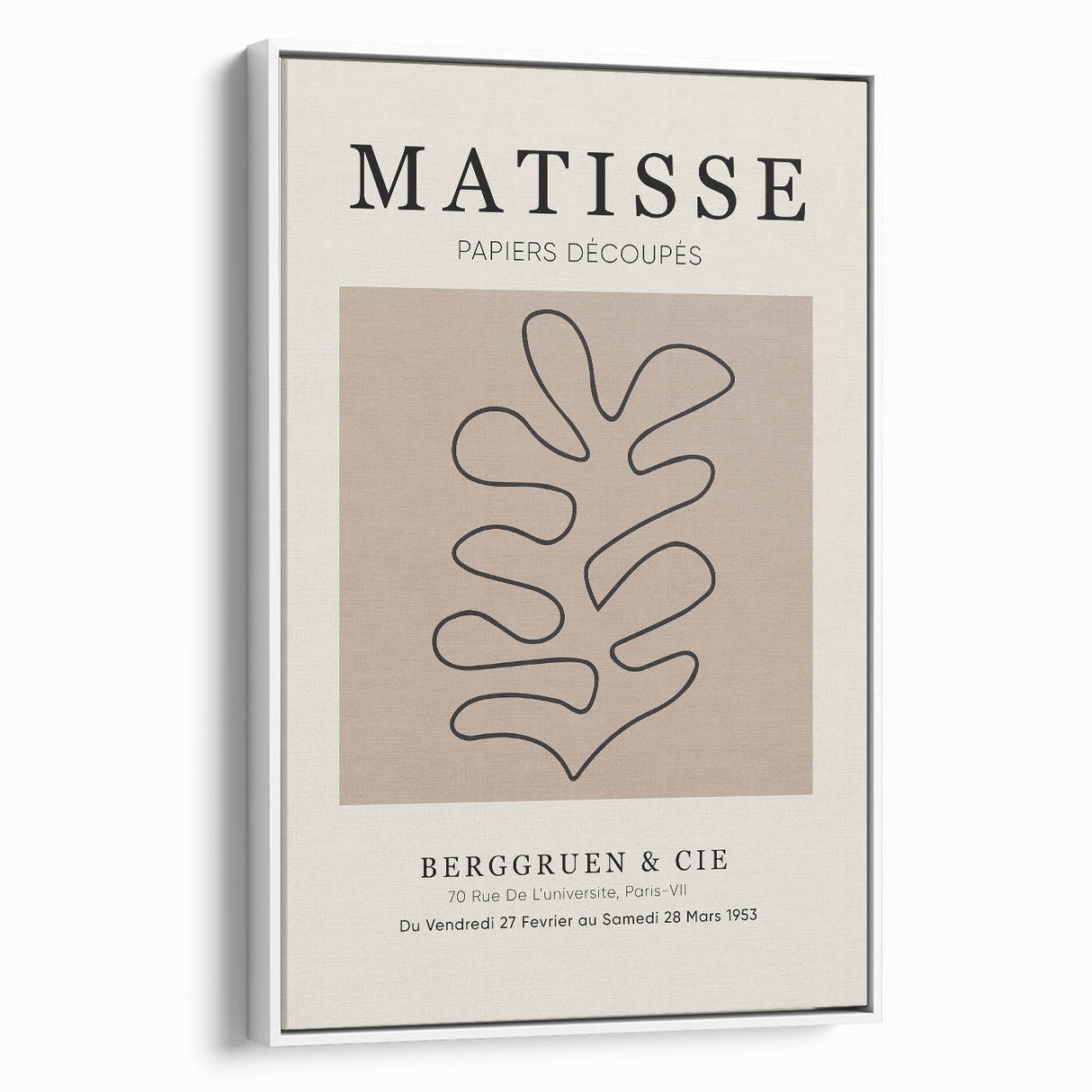 Framed canvas featuring a vintage Henri Matisse landscape painting in black and white, ideal for bedroom wall art.
