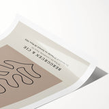 Extra large wall art featuring line art flowers in black on white, rolled print format, suitable for large living room decor.