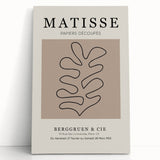 Black and white abstract Henri Matisse design on stretched canvas, ideal for kitchen wall art or bedroom ambiance.