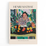 Black and white abstract Henri Matisse design on large stretched canvas, ideal for kitchen wall art.