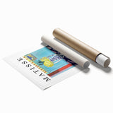 Extra large rolled print of a Henri Matisse-inspired floral design in pastel colors, ideal for classy bathroom wall art.