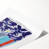 Extra large wall art featuring line art flowers in black on a white background, rolled print.