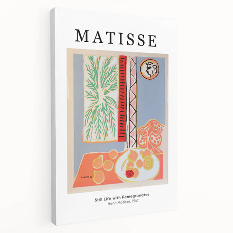 Abstract Henri Matisse-inspired artwork on stretched canvas with bold blue and red tones, suitable for kitchen wall art.