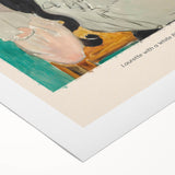 Art deco poster featuring geometric shapes in muted gold and navy, rolled canvas, suitable for dining room wall art.