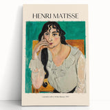 Black and white abstract Henri Matisse design on large stretched canvas, ideal for kitchen wall art or bedroom ambiance.