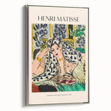 Vintage poster art featuring a colorful abstract design on a large framed canvas, ideal for living room decor.