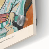 Mid-century modernist abstract art in vibrant primary colors on acrylic glass, ideal for dining room art.