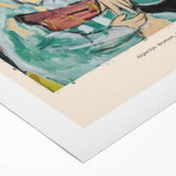 Art deco poster featuring geometric patterns and bold colors on rolled canvas, suitable for dining room walls.