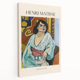 Abstract Henri Matisse design on stretched canvas with vibrant primary colors, suitable for kitchen wall art.