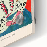 Large abstract wall art in mid-century modernist style, featuring vibrant colors on acrylic glass.