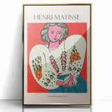 Mid-century modernist art by Henri Matisse in gold frame, featuring abstract design, ideal for nursery wall art.