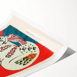 Extra large wall art featuring line art flowers in bold black on white, rolled canvas print.