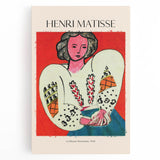 Large black and white stretched canvas featuring a minimalist Henri Matisse design, ideal for kitchen art.