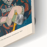 Mid-century modernist art, large abstract shapes in bold colors on acrylic glass, ideal for dining room art.