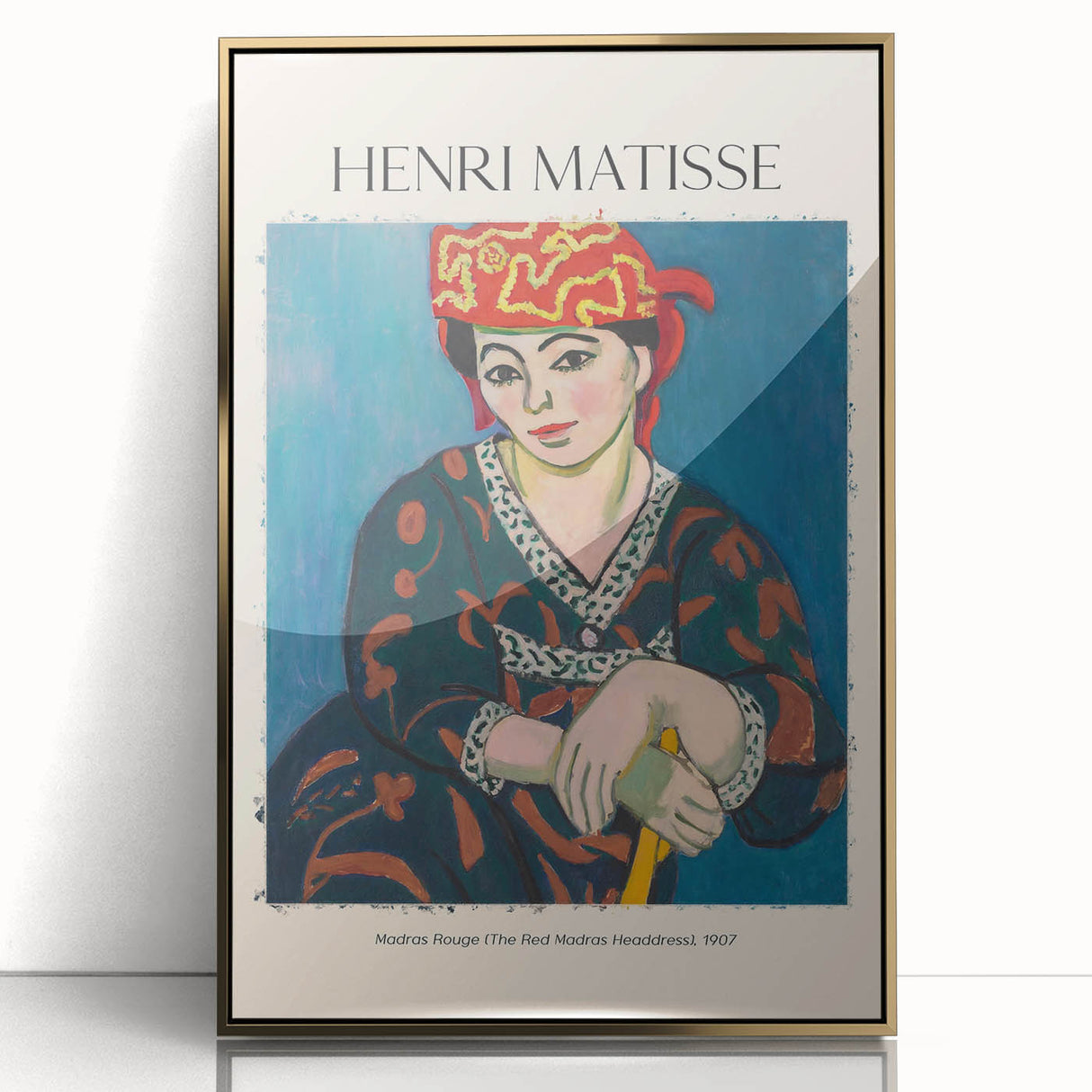 Mid-century modernist art by Henri Matisse in acrylic, featuring abstract shapes in primary colors.