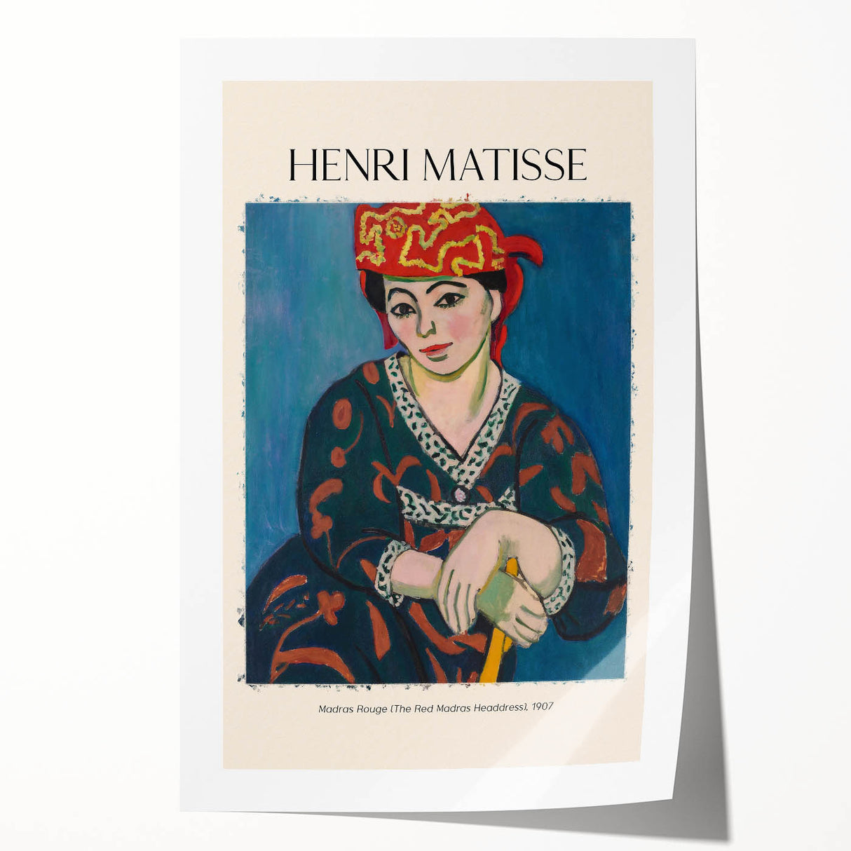 Extra large rolled print of a Henri Matisse-inspired floral design in vibrant colors, ideal for art wall dining room.