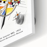 Large abstract wall art in vibrant colors on acrylic glass, depicting mid-century modernist influences.