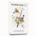 Large abstract wall art by Kandinsky in vibrant colors on acrylic glass, suitable for bedroom or dining room decor.