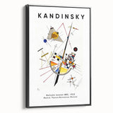 Black and white abstract landscape painting on framed canvas, featuring geometric shapes, ideal for bedroom wall art.