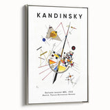 Framed canvas of a colorful abstract landscape painting, ideal for a modern living room.