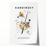 Abstract Kandinsky-style painting with vibrant colors on rolled canvas, suitable for art wall dining room.
