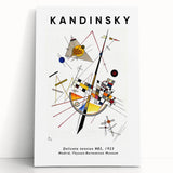 Large abstract Kandinsky-inspired black and white artwork on stretched canvas.