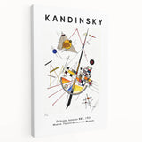 Abstract Kandinsky-style artwork on stretched canvas with vibrant primary colors, ideal for kitchen wall art.