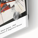 Large abstract wall art in mid-century modernist style, featuring swirling colors on acrylic glass.