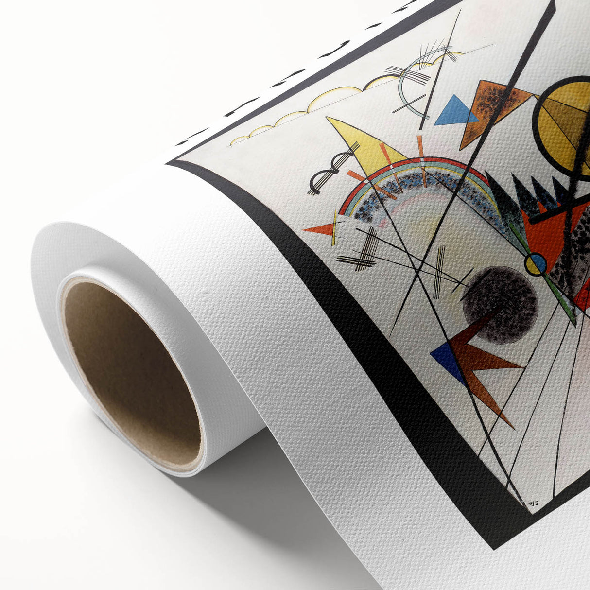 Art Deco style poster featuring geometric shapes and vibrant colors on rolled canvas, ideal for nursery wall art.