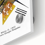 Large abstract wall art in mid-century modernist style on acrylic glass, featuring bold geometric shapes and vibrant colors.