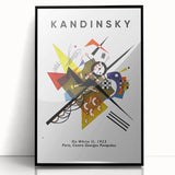 Large abstract wall art featuring swirling forms in blue and red on a black acrylic framed canvas.