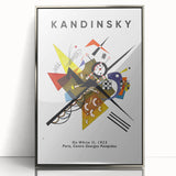 Mid-century modernist art featuring abstract shapes in bold colors on a framed acrylic, suitable for nursery wall decor.