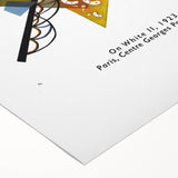 Art deco poster featuring geometric shapes in bold black, white, and red on rolled canvas, suitable for dining room decor.