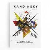 Abstract black and white Kandinsky-inspired design on large stretched canvas, suitable for kitchen wall art.