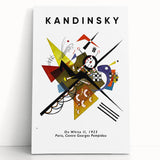 Black and white abstract Kandinsky-style art on stretched canvas, ideal for kitchen wall art or bedroom ambiance.