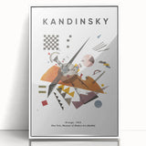 Art deco style modern art wall decor featuring geometric shapes in vibrant colors on a white framed acrylic.