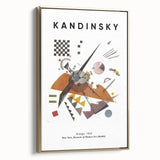 Framed canvas featuring a Kandinsky-inspired abstract landscape in black and gold tones, suitable for bedroom wall art.