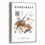 Framed canvas featuring a Kandinsky-inspired abstract landscape in vibrant colors.